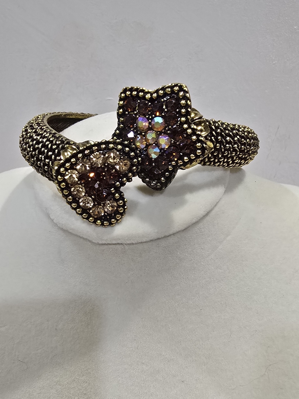 Gold-Tone Floral Crystal Cuff Bracelet - Gold